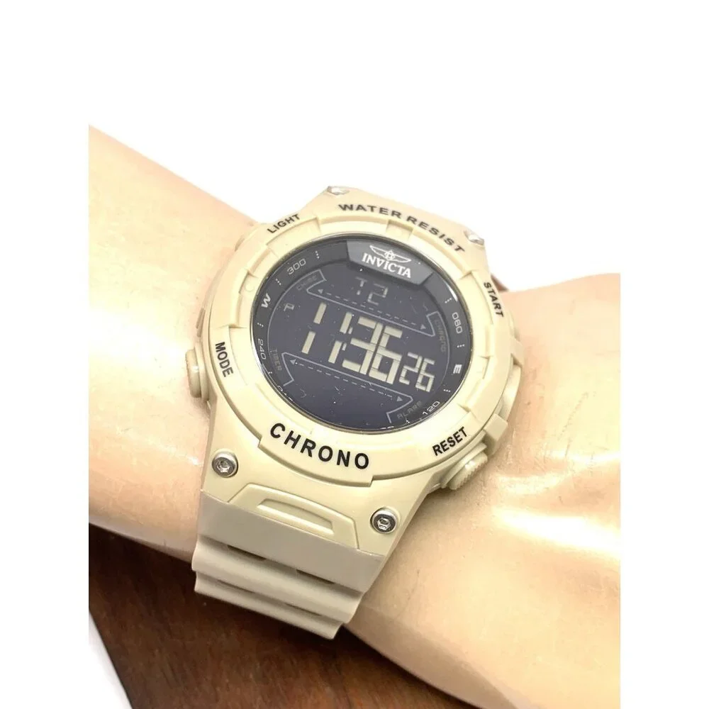Invicta Racing Men's Watch 47526 Quartz Digital Light Brown Resin Strap 52mm